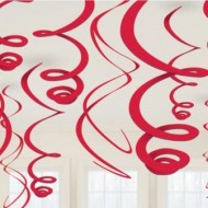 Red Hanging Swirls x12